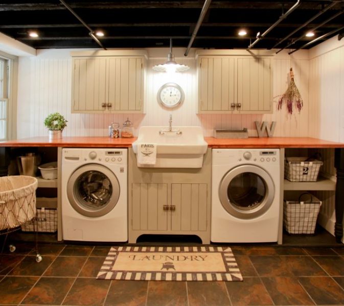 old basement laundry room makeover